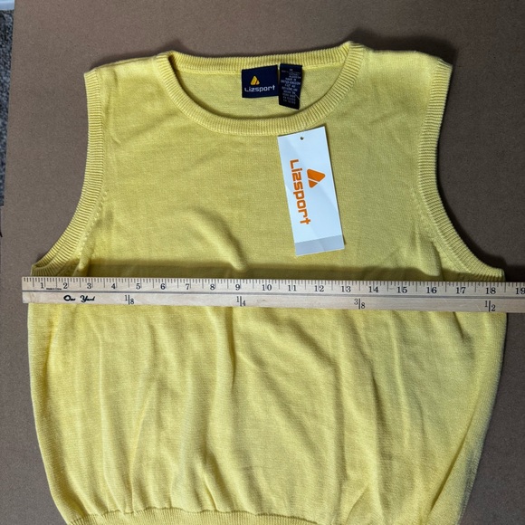 NWT Vintage Liz Claiborne Lizsport Butter Yellow Sweater Tank Knit 100% Cotton - Picture 4 of 7